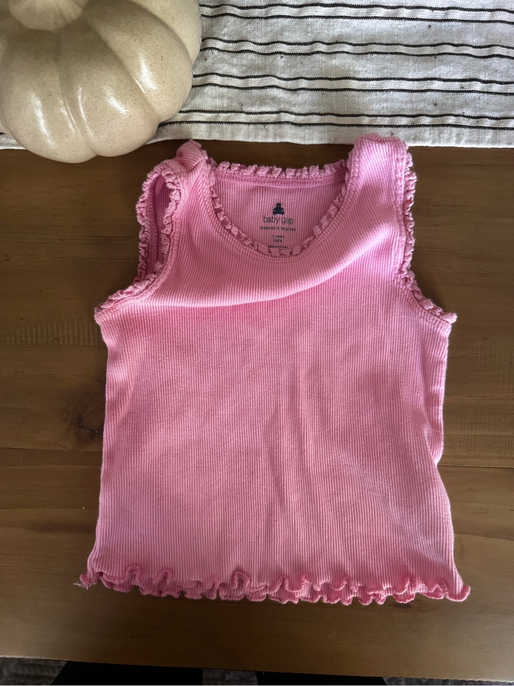 GAP Pink Ruffle Edge Ribbed Tank Top